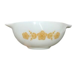 Pyrex Butterfly Gold 443 Cinderella Mixing Bowl 2.5 Qt White Yellow Vintage MCM